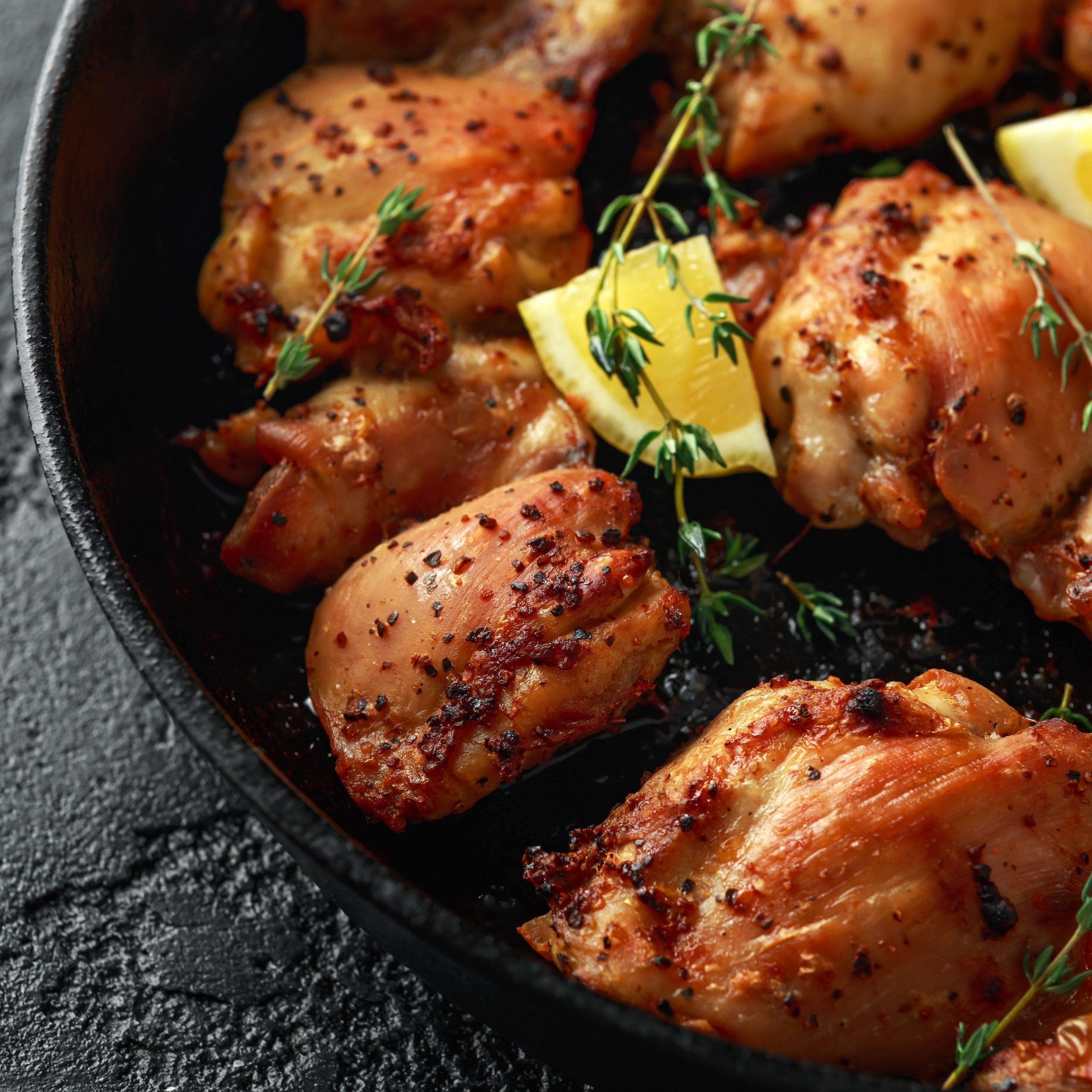 Halal Chicken Breast in cast iron skillet