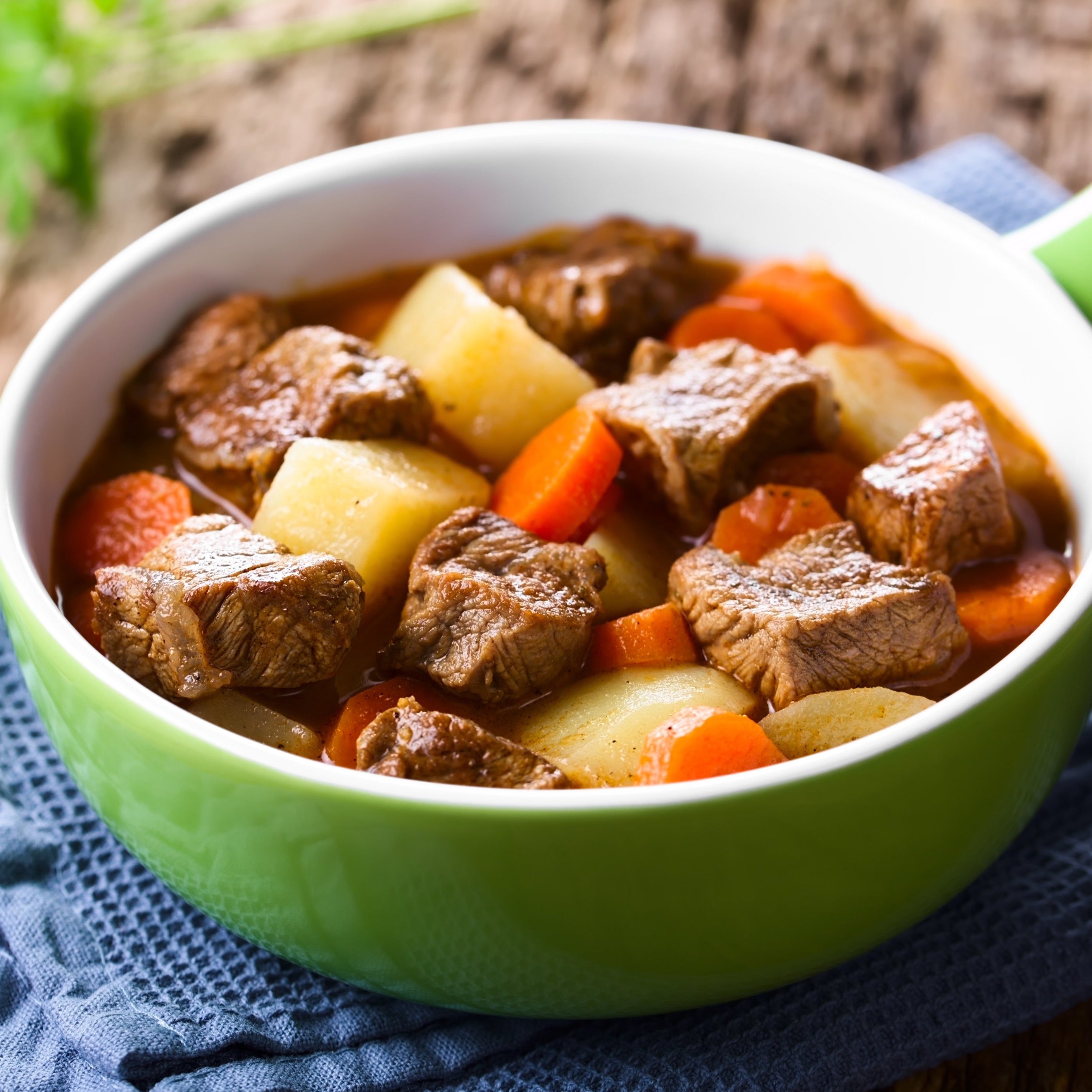 Beef stew meat in stew