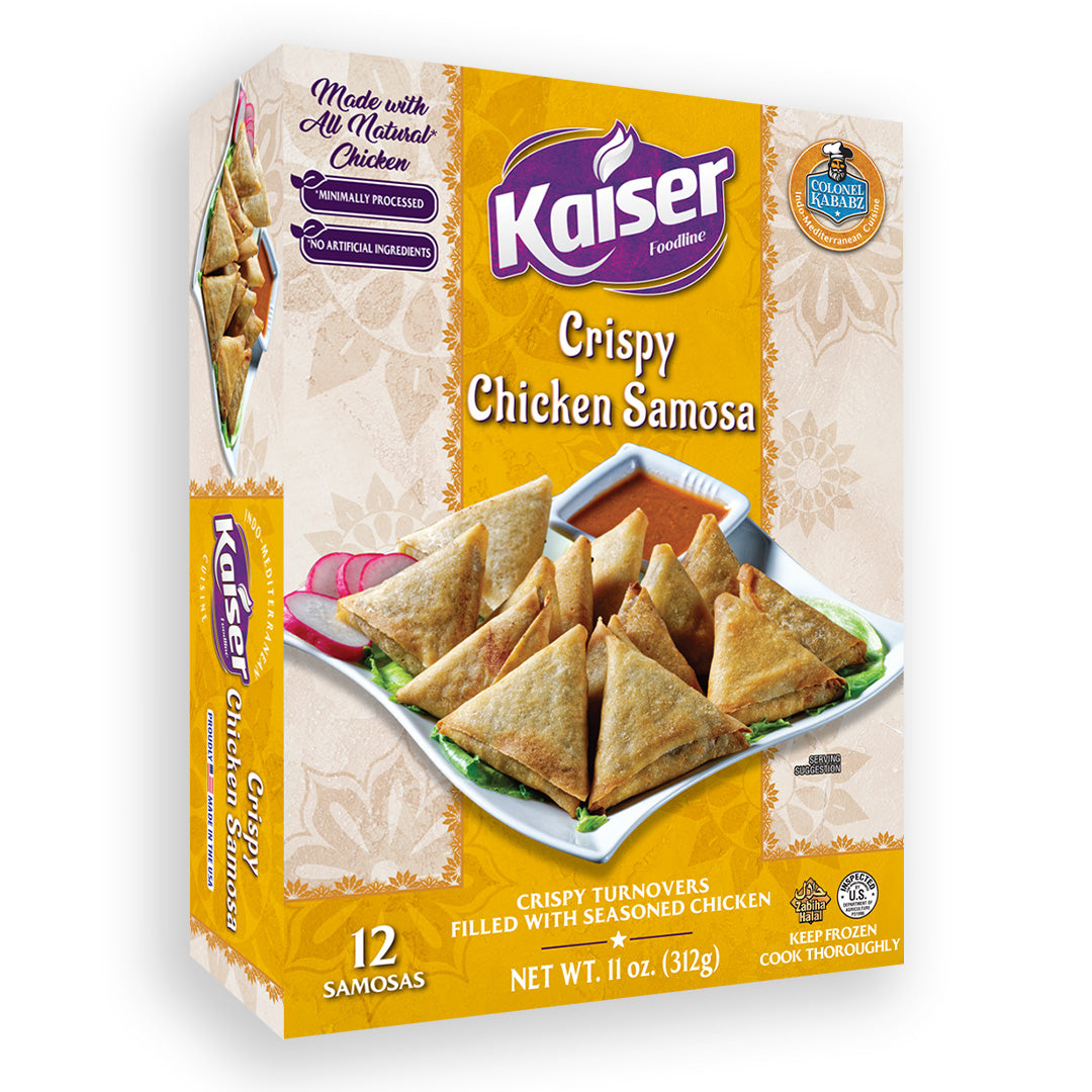 crispy chicken samosa product package