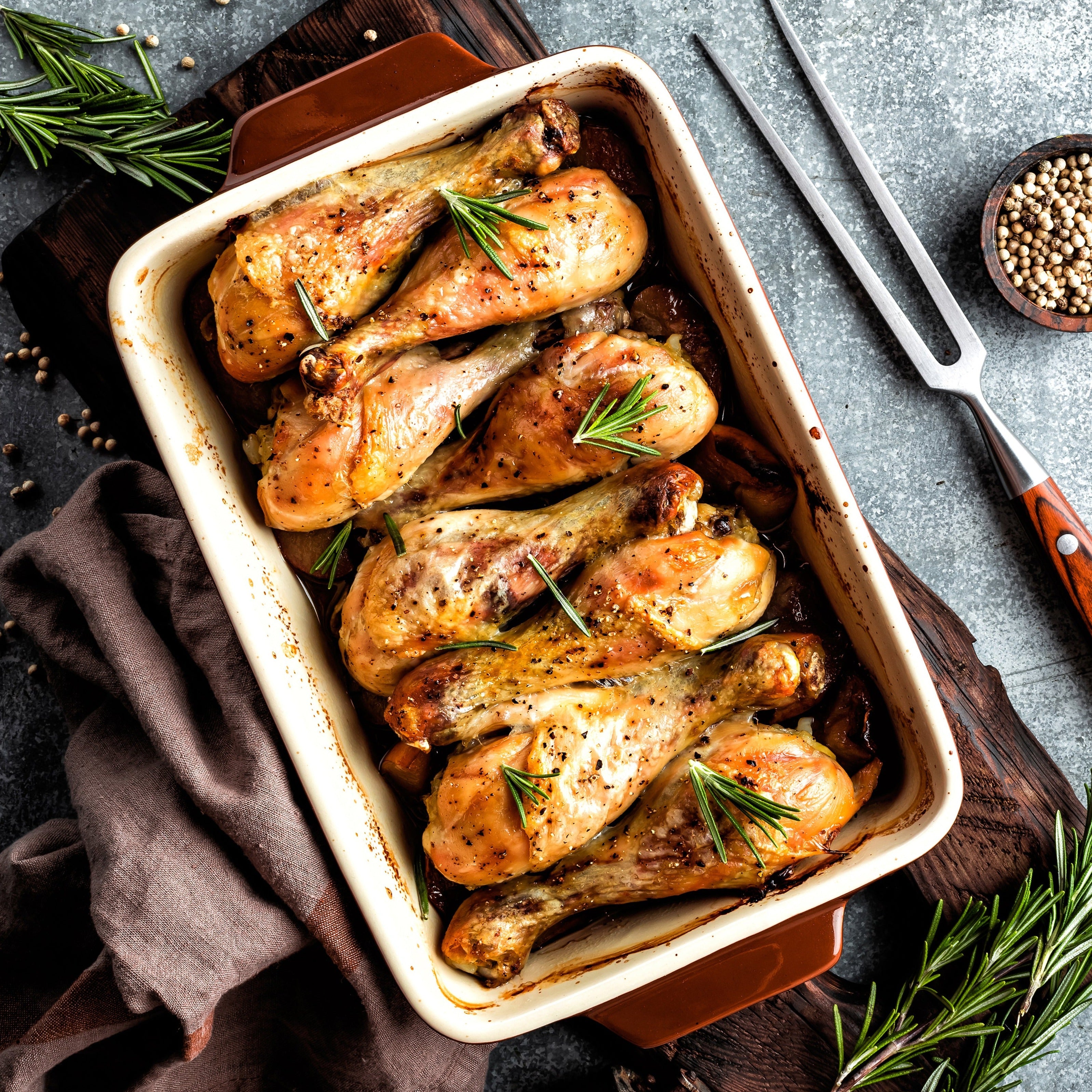 Halal chicken Drumsticks in dish