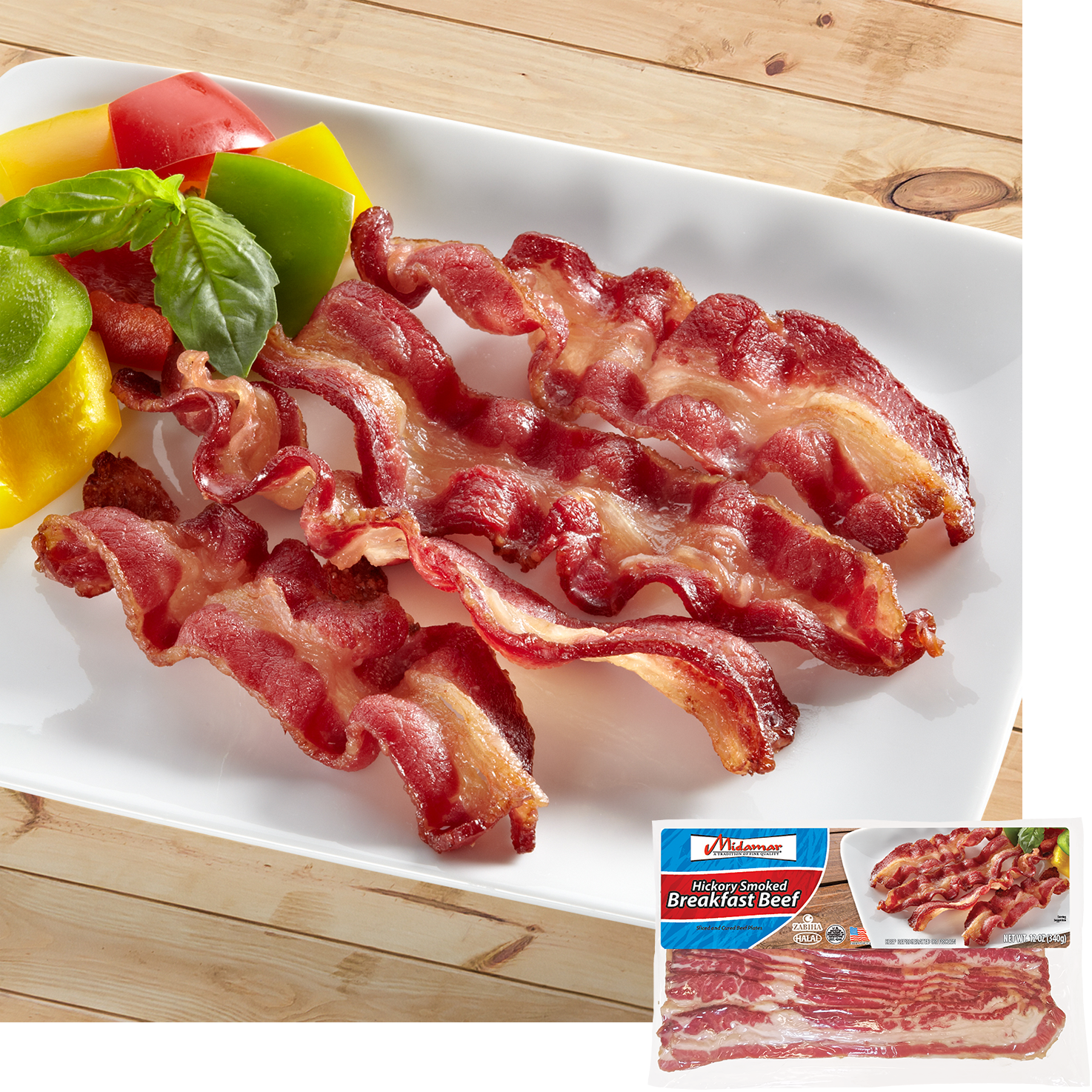 Halal Breakfast Beef Strips with package