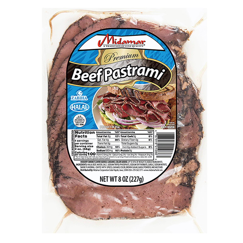 a package of midamar beef pastrami