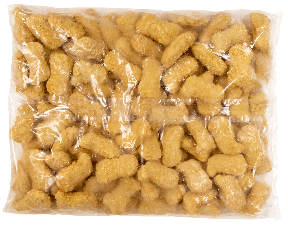 a clear plastic package of Midamar food service packed halal chicken nuggets