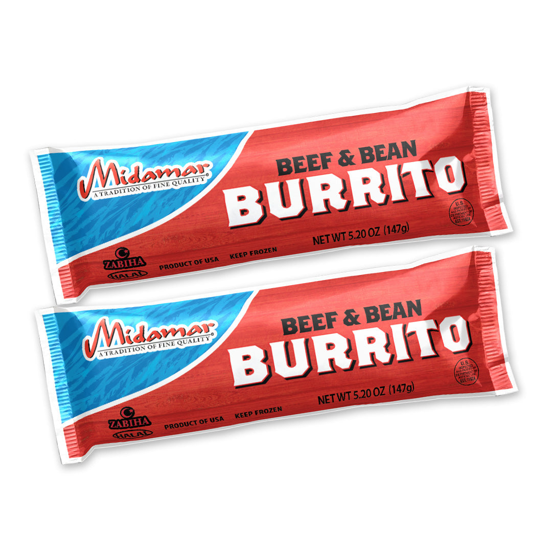 2 packages of Midamar Beef and Bean Burritos