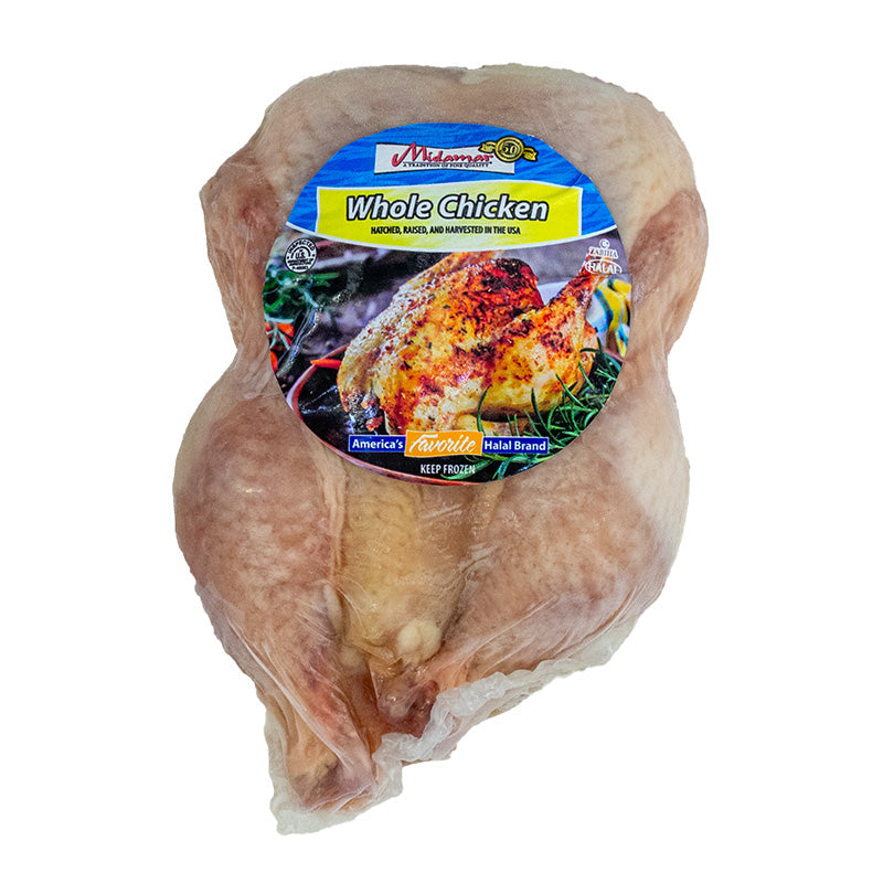 A package of Midamar Halal Whole Chicken