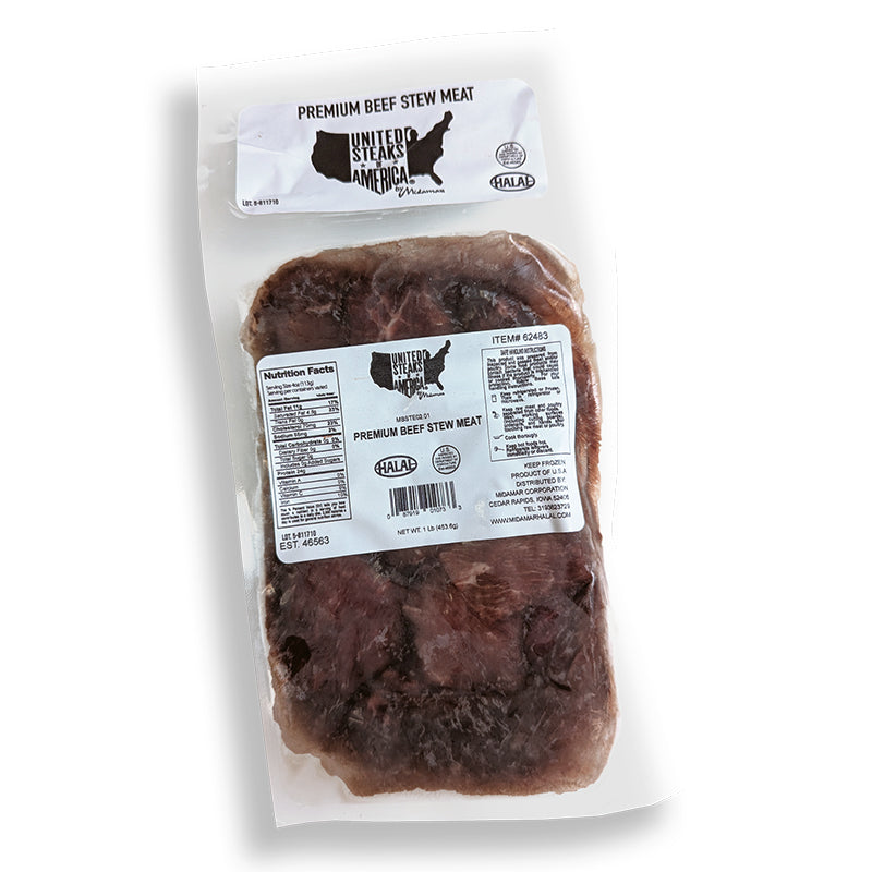 A pacakge of united Steaks Beef Stew meat
